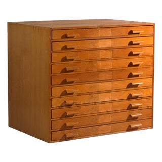 Vintage Plan Chest in Beech Wood, Central Europe, 1960 For Sale
