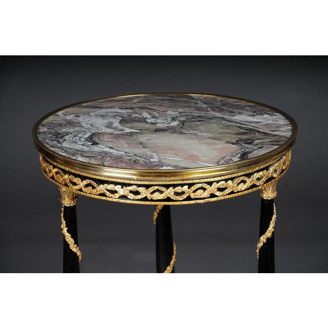Gold 20th Century Empire Round Side Table in Marble in Style of Adam Weisweiler For Sale - Image 8 of 16