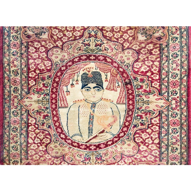 1900 - 1909 Early 20th Century Persian Pictorial Lavar Kirman Rug For Sale - Image 5 of 15