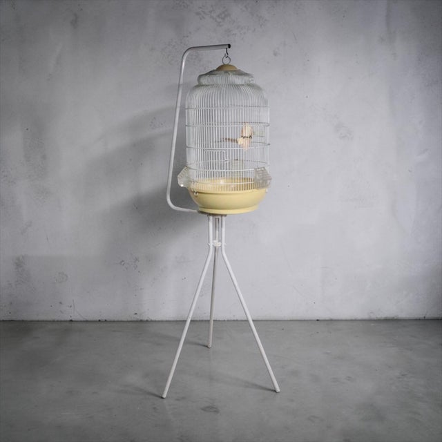 Vintage Mid Century Birdcage and Stand Made in Italy by F O P C. 1970's For Sale In New York - Image 6 of 17