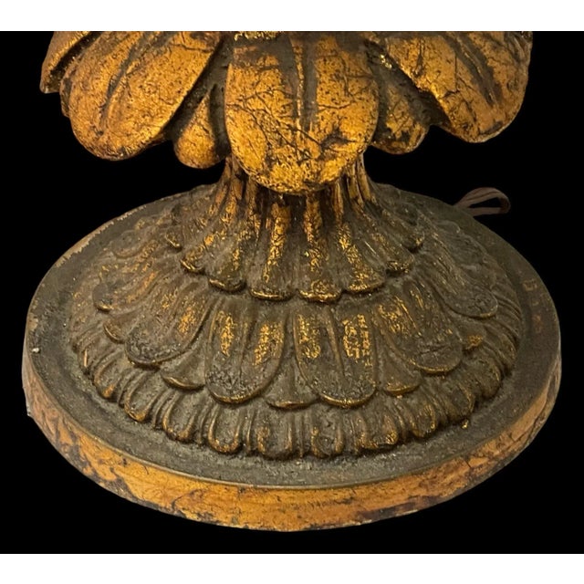 Traditional Mid-Century Large Scale Regency Style Gilded Artichoke Table Lamp For Sale - Image 3 of 7