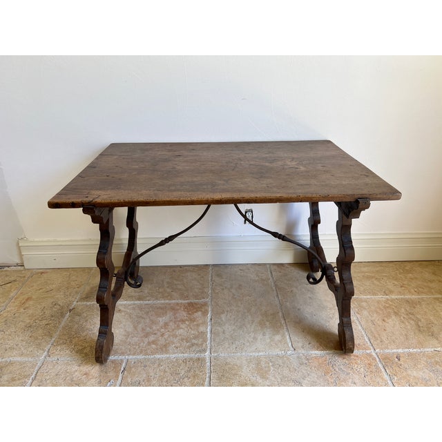Antique 18th Century Spanish wooden trestle campaign table. Originally used as a military table as the legs are on hinges...