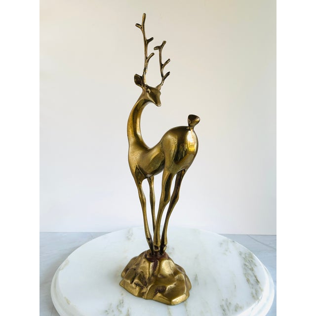 Deco Style Mid-Century Brass Deer Figure For Sale - Image 4 of 8