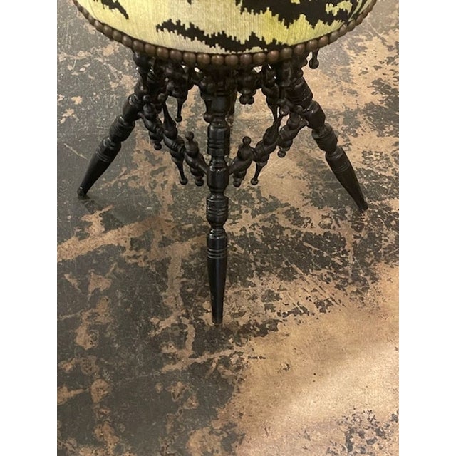 Traditional English Regency Ebonized Stool With Scalamandre Tiger Velvet For Sale - Image 3 of 5