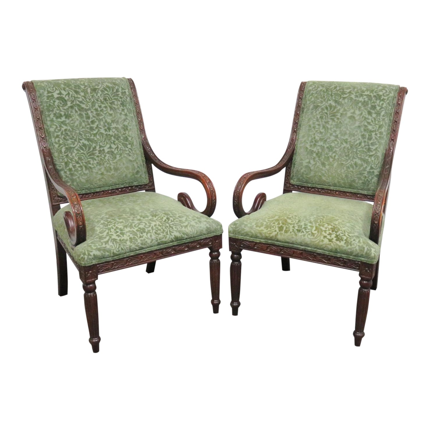 Calico Corners Carved Mahogany Chairs A Pair Chairish