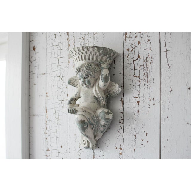 Mid 20th Century Mexican Stone Cherub Angel Putti Wall Hanging Planter or Light For Sale - Image 5 of 12
