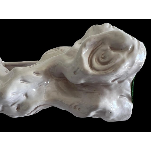 1970s Vintage White Handcrafted Italian Ceramic Tropical Palm Beach Parrot Figure For Sale - Image 11 of 13