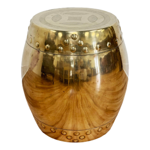 Vintage Chinoisierie Style Brass Garden Drum Stool