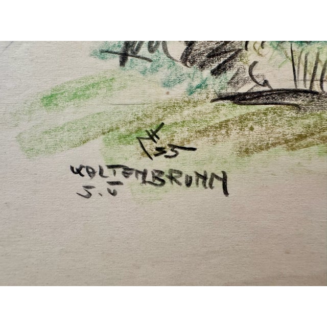 1950s Henry Emil Salloch Original Watercolor on Paper Wolfenbrunn, Germany. 1955. For Sale - Image 5 of 6