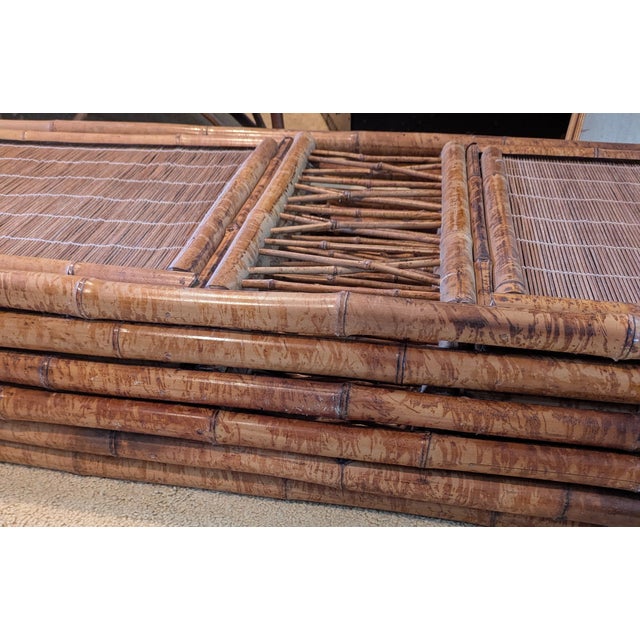 Vintage 6-Panel Bamboo Rattan Folding Room Divider Screen Arched Fan Top 1970's For Sale - Image 9 of 10