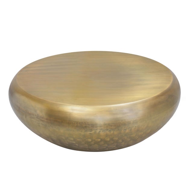 Modern Pasargad Home Helios Drumm Shape Coffee Table, Brass For Sale - Image 3 of 9