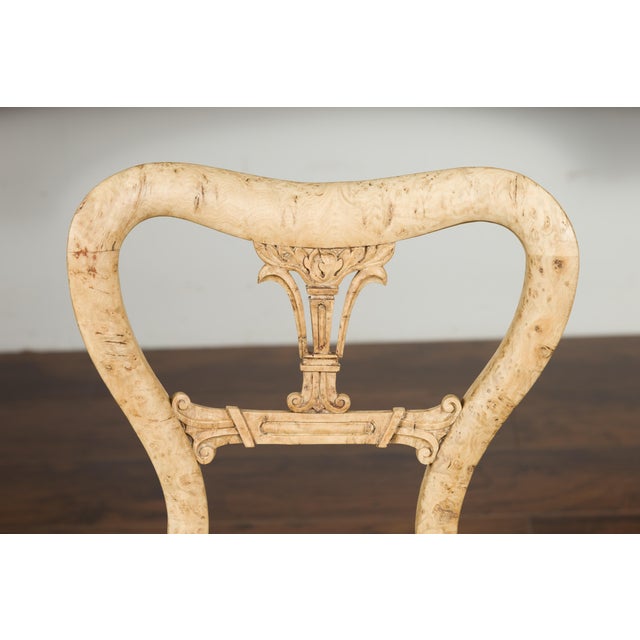 Austrian 1840s Biedermeier Bleached Burled Walnut Swivel Chair with Upholstery For Sale - Image 9 of 12