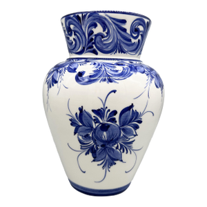 Vintage Hand-Painted Portuguese Blue & White Vase by RCCL – Made in Portugal – Delft Style / European Cottage