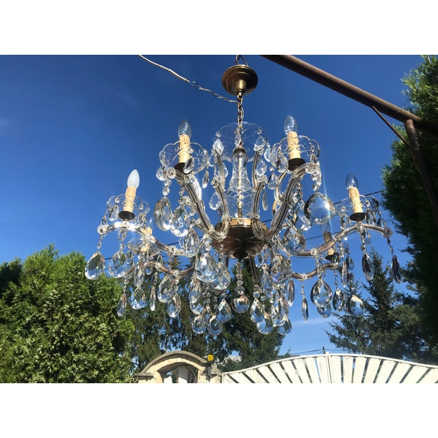 Large Crystal Hand.Cut Maria Chandelier, 1940s / 50s For Sale - Image 9 of 18
