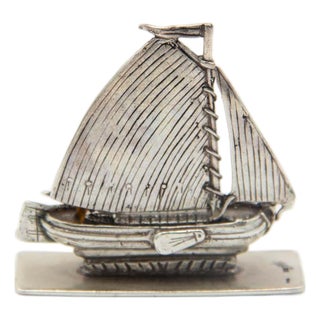 Silver Sailboat Miniature Figurine For Sale