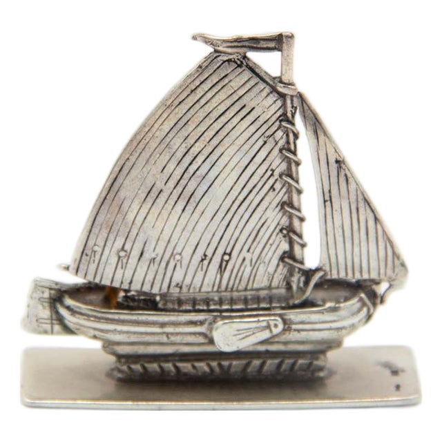 Silver Sailboat Miniature Figurine For Sale