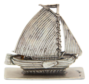 Silver Sailboat Miniature Figurine