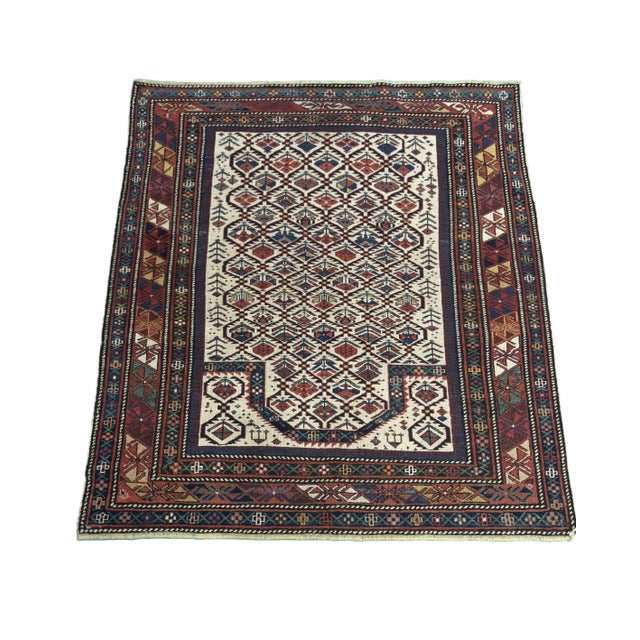 1880's Antique Caucasian Marasali Shirvan Rug - 3′5″ × 4′2″ For Sale - Image 4 of 9