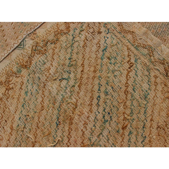 Vintage Turkish Kilim in Faded Camel and Soft Aqua With Subtle Diamond Design For Sale - Image 11 of 12