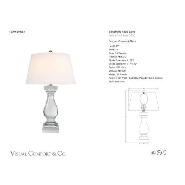Chapman & Myers by Visual Comfort Signature Balustrade Table Lamp in Crystal with Linen Shade Designer: Chapman & Myers...