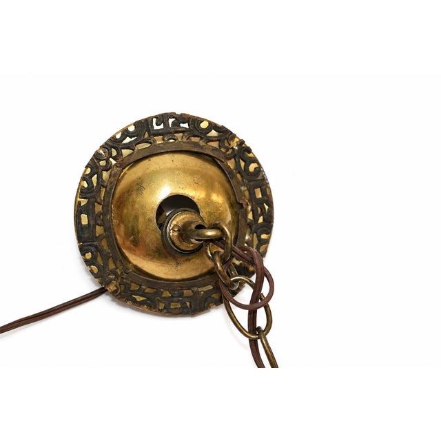 Antique Indian Goddess Pendant Light Lantern Copper Brass Filigree For Sale - Image 13 of 14