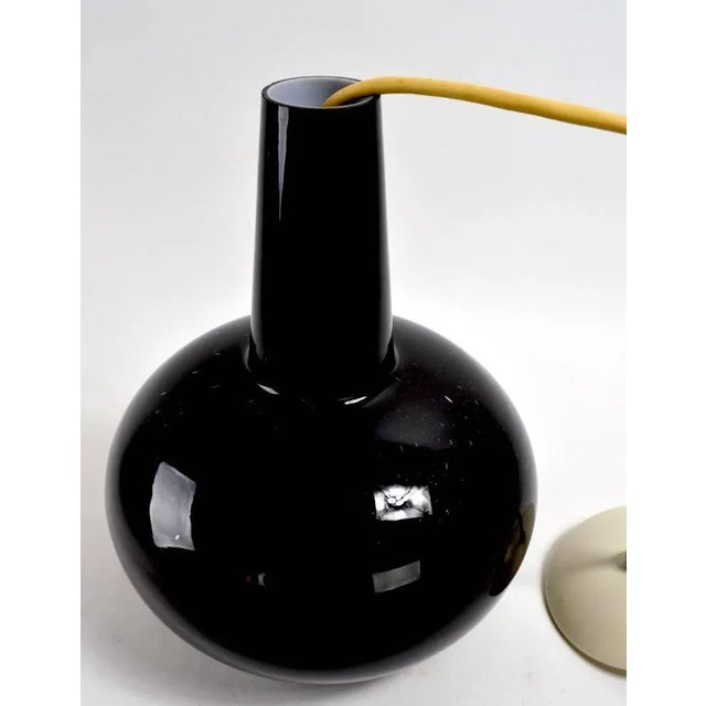 Mid-Century Modern Colored Glass Pendant by Prescolite Black For Sale - Image 3 of 7