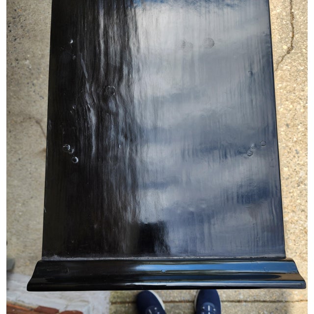 Late 20th Century Monumental Antique Style Chinese Bamboo Alter Console Table With Black Lacquer Top For Sale - Image 11 of 16