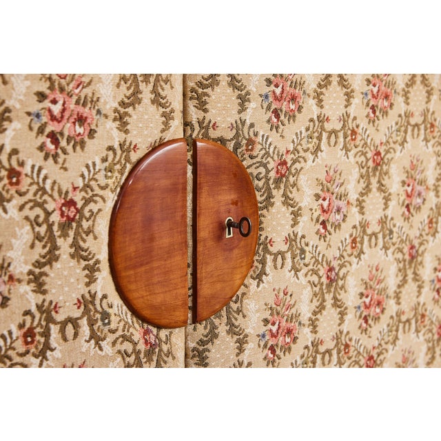 Wood Art Deco Cherrywood and Tapestry Wardrobe attributed to Josef Frank, Austria, 1930s For Sale - Image 7 of 18