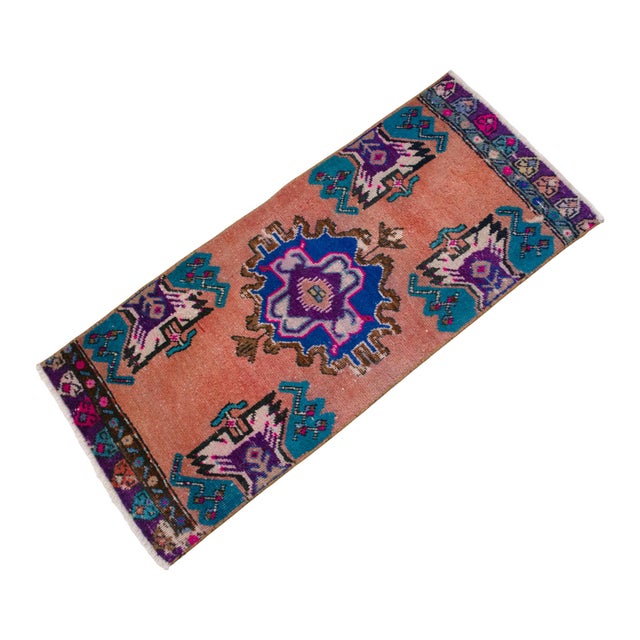 Front of Bath Sink Rug Hand Made Kitchen Mat Colorful Mini Rug 1'6" X 3'4" For Sale - Image 4 of 14