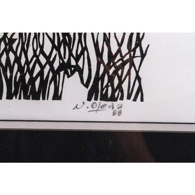 Modern Late 20th Century Naul Ojeda Woodcut Print "Lunchtime", For Sale - Image 3 of 4