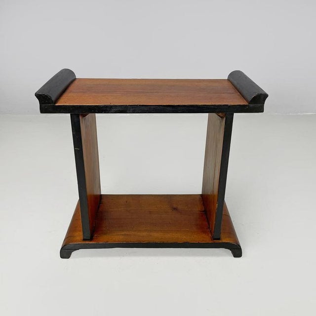 Italian Art Deco Wooden Coffee Table with Painted Black Rounded Profiles, 1940s For Sale - Image 3 of 18