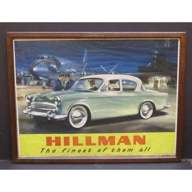 Blue Large English Hillman Car Print, Framed Under Glass For Sale - Image 8 of 11
