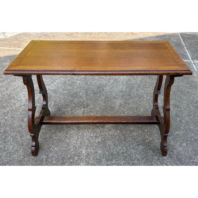 Wood Vintage Spanish Revival Console Trestle Table For Sale - Image 7 of 10