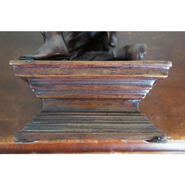 Maitland Smith Figural Bronze Candle Holder Colonial Man With Torch