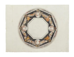 Ceiling Decoration, 18th Century, Original ink and Watercolor