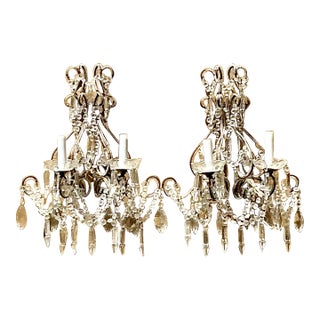 Vintage Cut Crystal Swag Light Sconces - A Pair For Sale