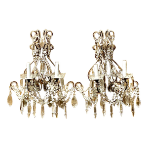 Vintage Cut Crystal Swag Light Sconces - A Pair