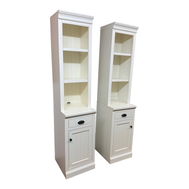 Pottery Barn Aubrey Storage Shelf With Cabinet, Pair For Sale