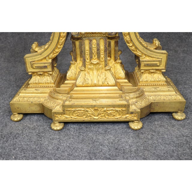 19th C. French Louis XVI Style Ormolu Clock Set by Deniere For Sale - Image 12 of 17