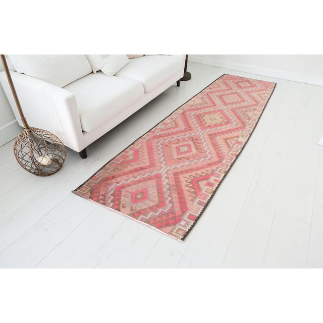 Textile Mid 20th Century Handwoven Earth Tone Kilim Runner For Sale - Image 7 of 10