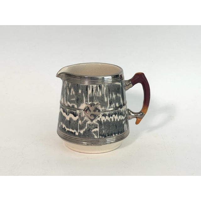 Art Deco 1930s Arthur Wood Silver Shield Creamer For Sale - Image 3 of 9