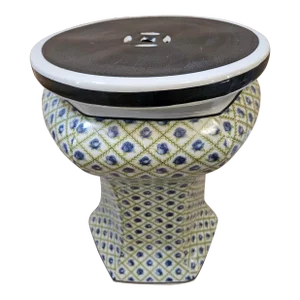Late 20th Century Blue, Green & White Rose Porcelain Low Garden Stool