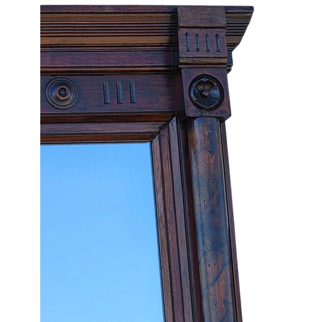 19th Century 19th Century American Victorian Walnut Pierre Mirror/ Hallway Mirror. For Sale - Image 5 of 16