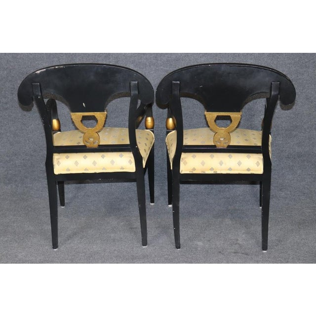 1960s Set 4 Regency Style Ebonized& Gold 1960's Armchairs For Sale - Image 5 of 13