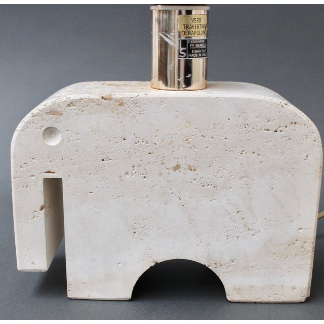 Vintage Italian Travertine Elephant Table Lamp by Mannelli Bros, 1970s For Sale - Image 11 of 18
