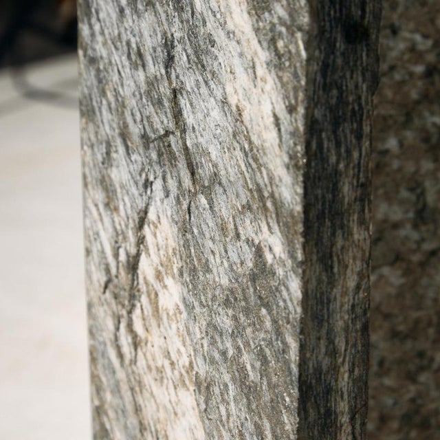 Glass and Slate Stone Console Table, 1980s For Sale - Image 9 of 12
