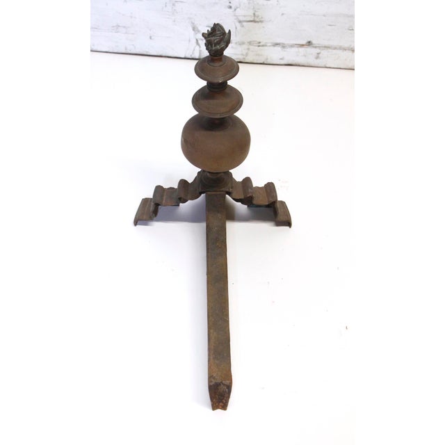 Bronze Pair of Ornate French Bronze Figural Chenets Andirons For Sale - Image 8 of 8
