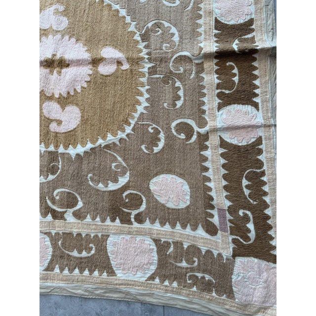 Boho Samarkand Suzani Tablecloth — 4'4'' X 4'7'' For Sale - Image 4 of 9