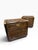 A striking pair of vintage Mastercraft nightstands featuring richly figured burl wood accented with brass detailing and...