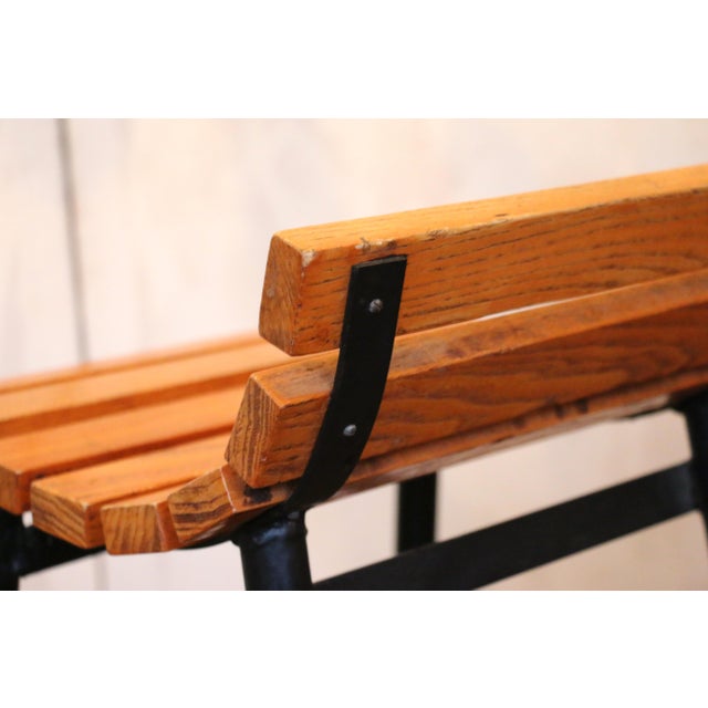 1960s Set of Three Mid-Century Modern Oak & Steel Bar Stools For Sale - Image 11 of 18